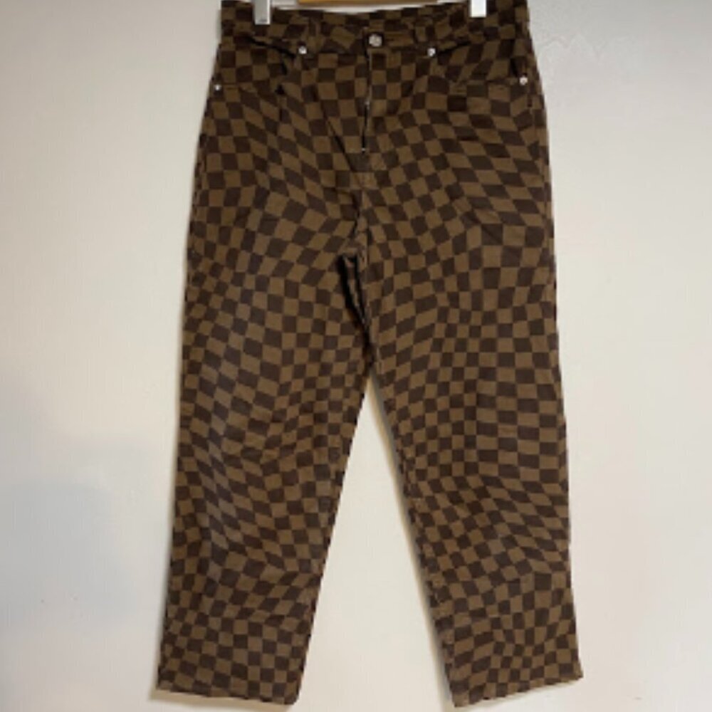 DIVIDED H&M Brown Checkerboard Women's High Waisted Jeans Size 10 - Picture 8 of 16
